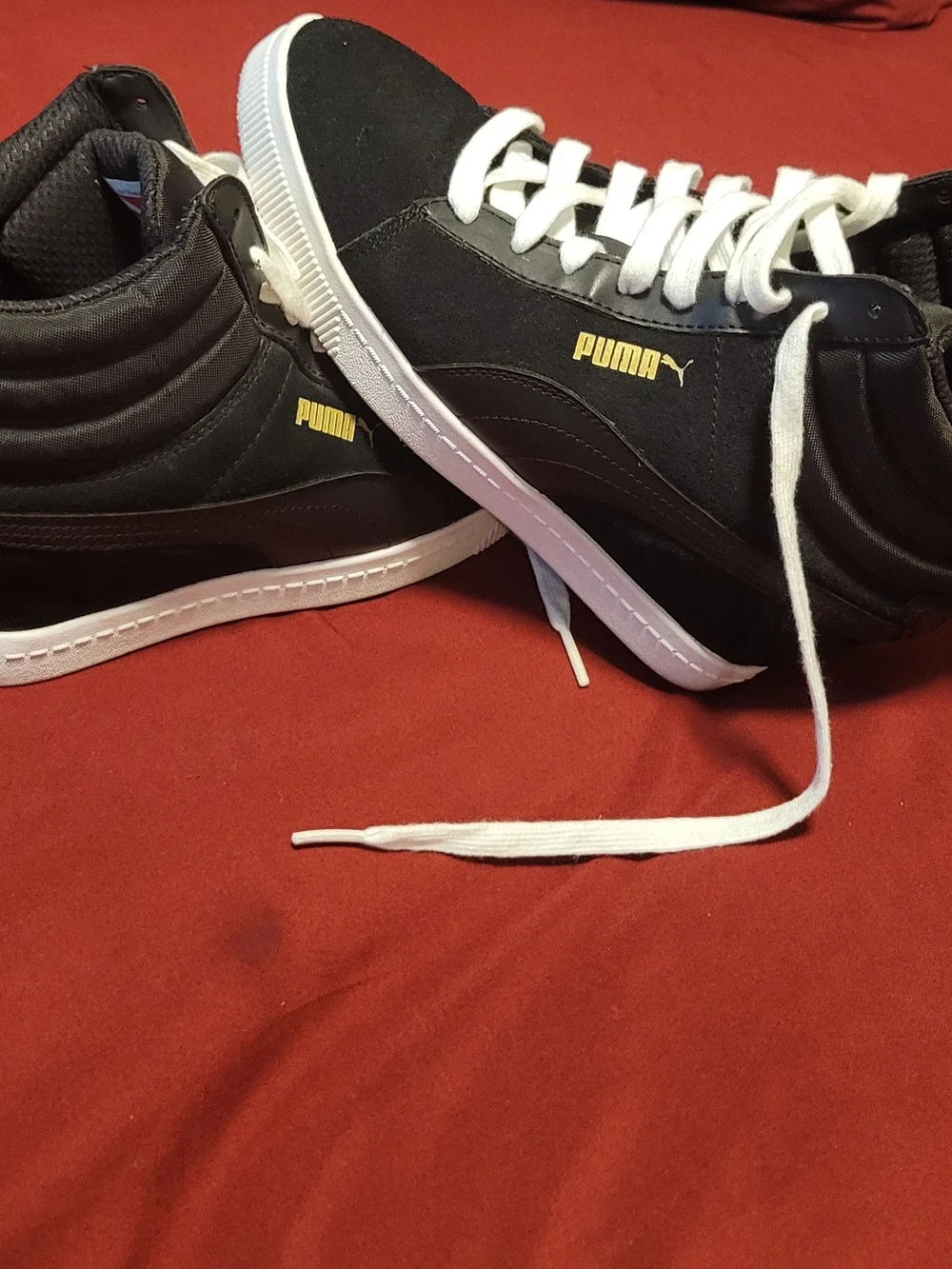 Puma Men’s Black High-Top Sneakers with White Laces
